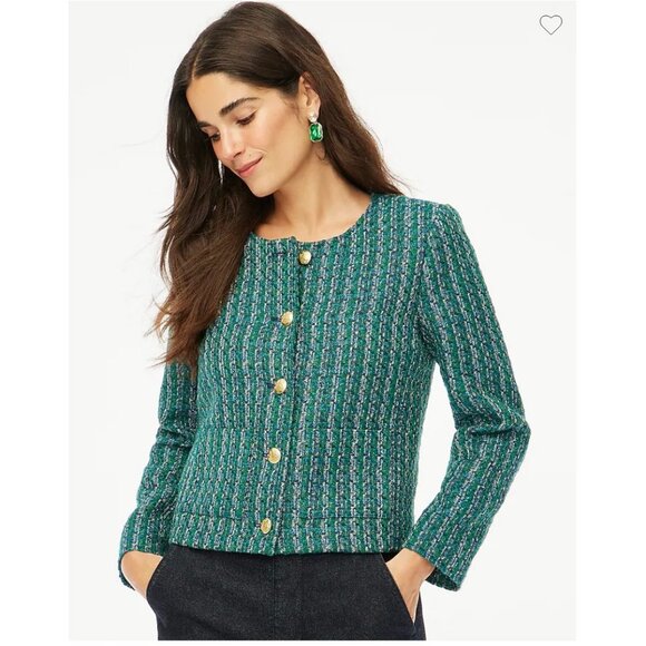 J. Crew Factory Jackets & Blazers - J.Crew Womens $228 Tweed Lady Jacket Blue Green Size 8 BS926